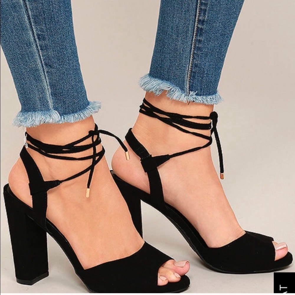 Lulu’s black lace up heels
